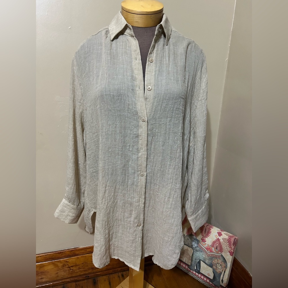 Solai The Label  Button Down Oversized Lagenlook Minimalist Shirt  Sz S